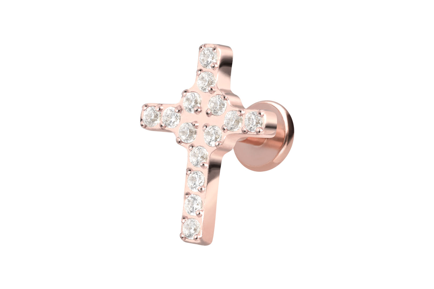 Titan Labret Piercing mit Innengewinde KRISTALLKREUZ